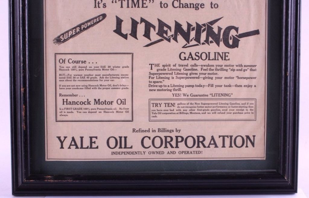 Litening Gas Yale Oil Co Billings MT Advertisement