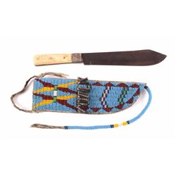 Sioux Beaded Sheath & J. Russell Bowie Knife 1840-