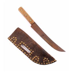 Crow Saddle Leather Tacked Sheath & 19th C. Knife