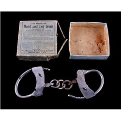Antique Mattatuck Handcuffs w/ Box & Key