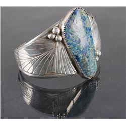 Navajo Sterling Bracelet with Rare Turquoise Stone