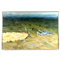 Original Oil on Canvas Painting of B-24 Squadron