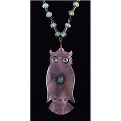 Hudson Bay Owl Copper Effigy Trade Bead Necklace