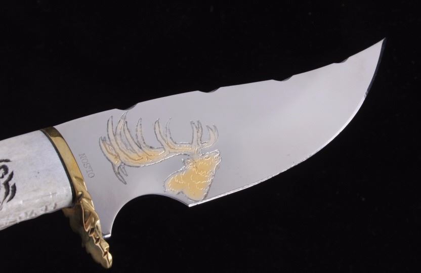 Custom Made Elk Horn Knife with Stand