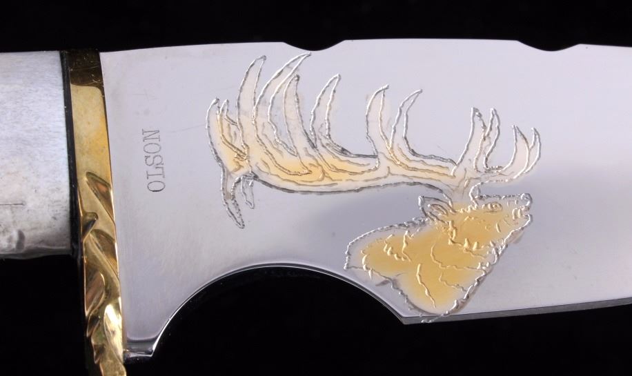 Custom Made Elk Horn Knife with Stand