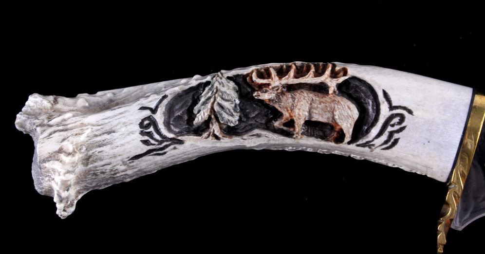 Custom Made Elk Horn Knife with Stand