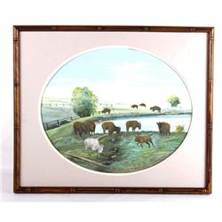 Indian Artist Oil Sacred Buffalo Montana Painting
