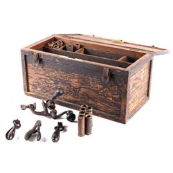 Early American Shot Shell Reloading Box & Tools