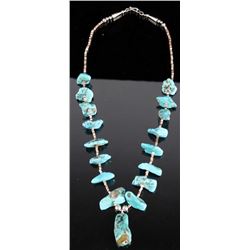 Navajo Turquoise Nugget & Silver Heishi Necklace