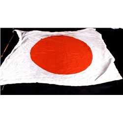 Japanese WWII Silk Flag & Bamboo Handle