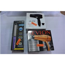 2 HAIR DRYERS & CURLING IRON