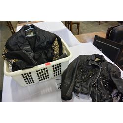 TOTE OF LEATHER JACKETS