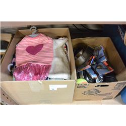 2 BOXES OF NEW DOG CLOTHING & ACCESSORIES