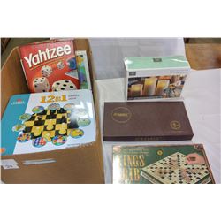 BOX OF BOARD GAMES & CANDLE SET