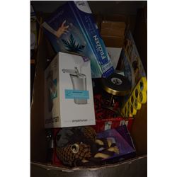 BOX OF ASSORTED HOUSE & MISC ITEMS