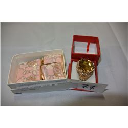 LARGE DINNER RING W/ BROACH & EARRINGS
