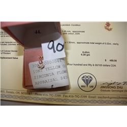10KT YELLOW GOLD CUBIC ZIRCONIA FLOWER PENDANT WITH
