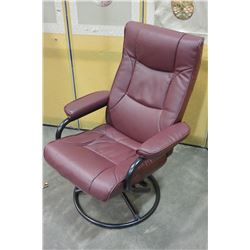 BURGUNDY SWIVEL RECLINING CHAIR