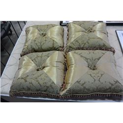 4 DESIGNER PILLOWS W/ TASTLES