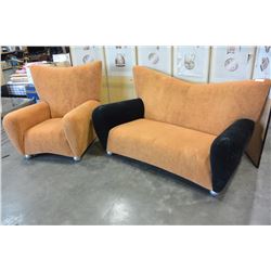 DESIGNER LOVESEAT & MATCHING CHAIR