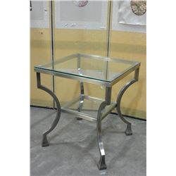 MODERN GLASS TOP END TABLE