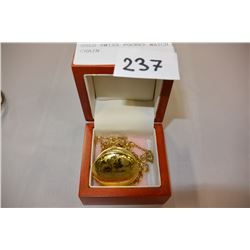 GOLD SWISS POCKET WATCH W/ CHAIN
