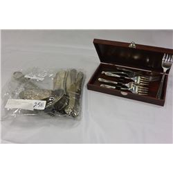 LOT OF ITIALIAN SILVERWARE & BOX OF SILVER FORKS