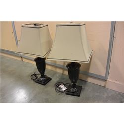 THREE TABLE LAMPS WITH SHADES