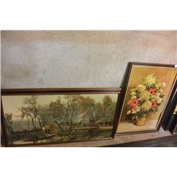 2 LARGE PAINTINGS ON BOARD