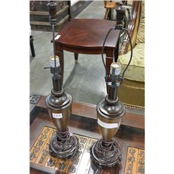 PAIR OF DESIGNER TABLE LAMPS, NO SHADES