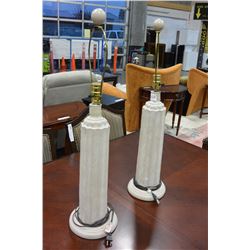 PAIR OF DESIGNER TABLE LAMPS, NO SHADES
