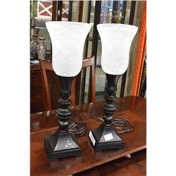 PAIR OF DESIGNER TABLE LAMPS WITH GLASS SHADES