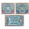 Image 1 : 3 Germany Allied Military Notes - 1, 5 & 10 Mark - 9 Digit Serial #'s