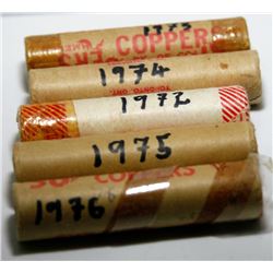Lot of 5 Canada 1970's Penny Rolls - 1972-1976
