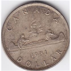 1951 Canada Silver $1 Dollar Coin: SWL - EF40