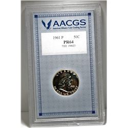 1961 USA Graded Silver Proof 50-cent Half Dollar Coin