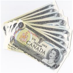 15 Canada Consecutive 1973 $1 Notes - All AU