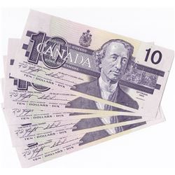 5 Canada Consecutive 1989 $10 Notes - All UNC
