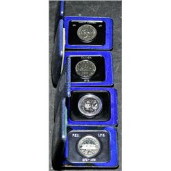 Run of 4 Canada Nickel Dollars - 1971-1974 - In Cases