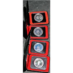 Lot of 4 Canada Silver Dollars - 1974-1977 - In Cases