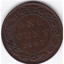 1907-H Canada Large One Cent Coin-EF