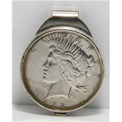 Sterling SIlver Money Clip with 1922 USA Peace $1 Dollar Coin
