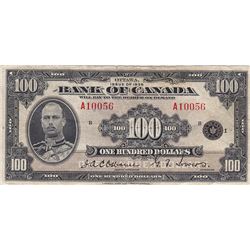 1935 Bank of Canada $100 Bank Note - English Edition - Bank Note -- Fine Condition