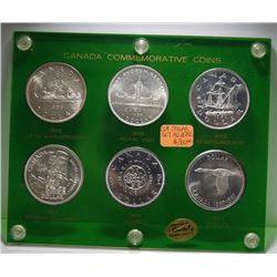 Lot of 6 Canada Commemorative Silver Dollars In Holder - AU + Condition