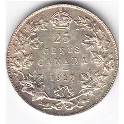 1919 Canada Silver 25-Cent Quarter Coin - MS-63