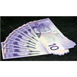10 Canada Consecutive 2001 $10 Notes - All UNC