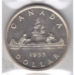 1955 Canada ICCS Graded Silver $1 Dollar Coin - ARNPRIOR - PL-64