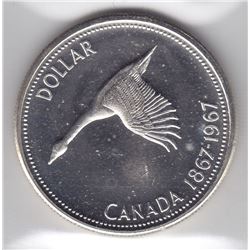 1967 Canada ICCS Graded Silver $1 Dollar Coin - MS-63, DIVINIG GOOSE