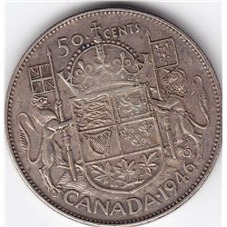 RARE 1946 Canada Silver 50-Cent Half Dollar Coin - Hoof In Date Varient