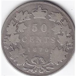 1870 Canada Silver 50-Cent Half Dollar Coin - LCW Variety
